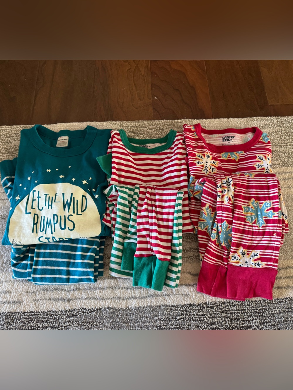 Hanna Andersson, Lands’ End Holiday Stripe & Graphic Pajama Bundle (Set of 3)